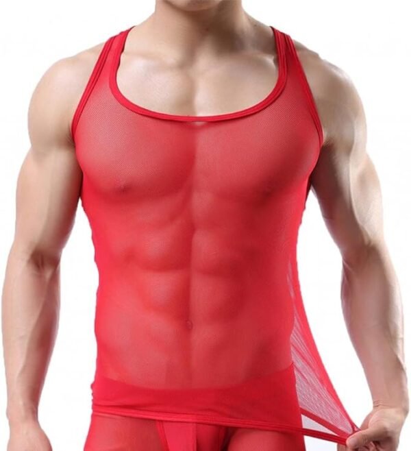 Men’s Mesh See-Through Tank Top Vest – Lightweight, Breathable Workout Singlet by Stridout International